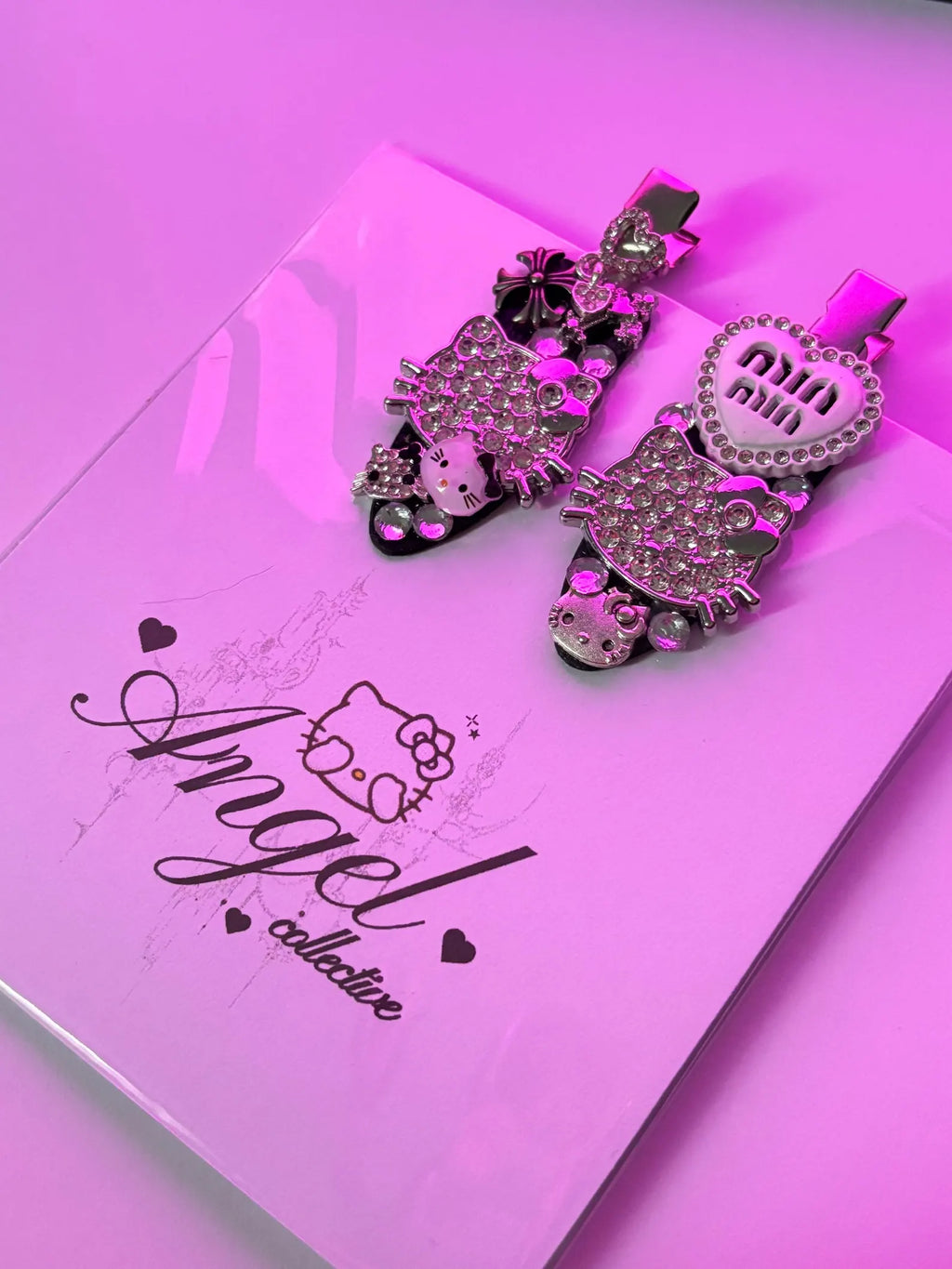 CHROME KITTY hair clips